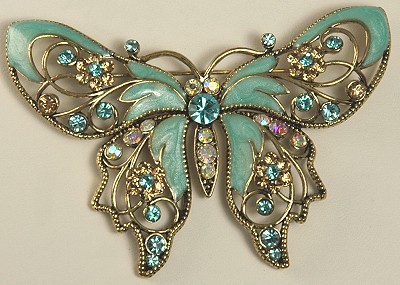 AVON NR Rhinestone and Enamel Butterfly Brooch