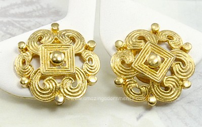 High End French Couture Clip Earrings Signed CACHAREL