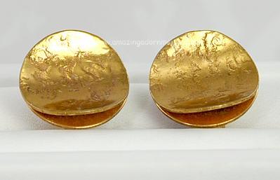 Beguiling Vintage Hand Wrought Copper Modernist Cufflinks Signed GRET BARKIN