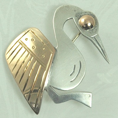 GRAZIELLA LAFFI Peru Sterling and 18K Gold Pelican Pin