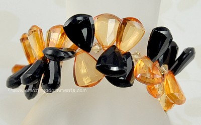 Fabulous Vintage Black and Orange Plastic Triangle Bracelet