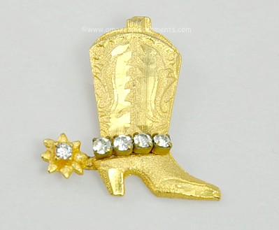 Unsigned Ride 'em Cowgirl Boot Pendant with Rhinestones and Spur