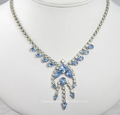 Elite Vintage Light Sapphire and Clear Rhinestone Necklace