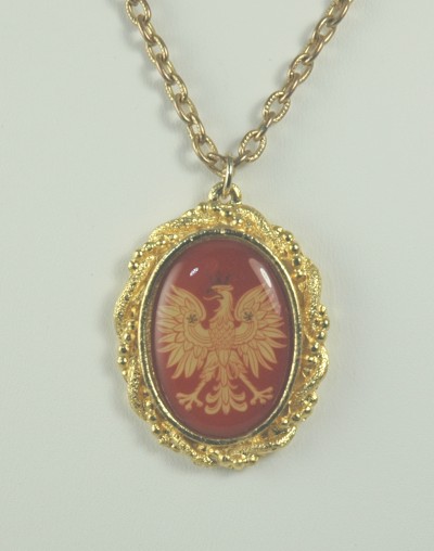 Gold- tone Necklace with Framed Eagle Pendant