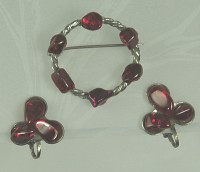 Tested Genuine Pyrope Garnet Demi Parure Signed KRAMER