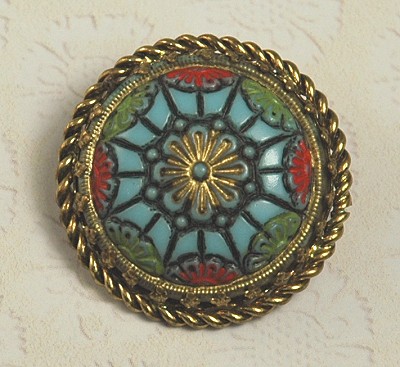 Fine Looking Mosaic Style Brooch Signed MADE IN WEST GERMANY