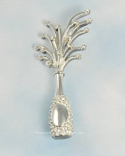 Bottoms Up! Exquisite Signed MONET Champagne Bottle Pin with Crystals