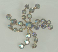 Glitzy Vintage Aurora Borealis Pin Wheel Brooch