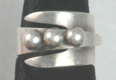 Norway MODERNIST Sterling Three Ball Finger Ring Signed DAVID ANDERSEN