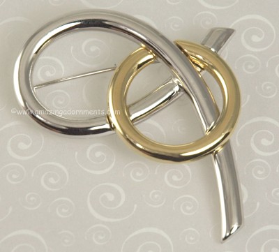 Mod Two Toned Looping Brooch Signed COURREGES PARIS