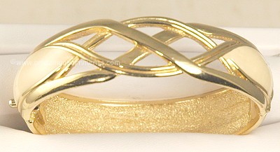 Signed Vintage LANVIN PARIS Enamel Hinged Bangle Bracelet