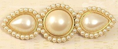 Eternal Upscale Faux Pearl Bar Pin Signed YSL [YVES SAINT LAURENT]