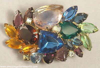 WOWIE! Layered Multi- colored and Shaped Rhinestone Brooch