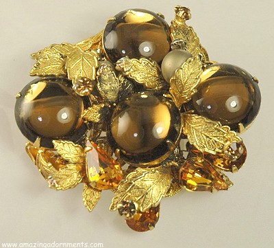 ORIGINAL by ROBERT Shades of Amber Rhinestone and Glass Brooch