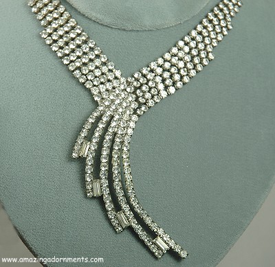 Show Stopping Old Clear Rhinestone Necklace