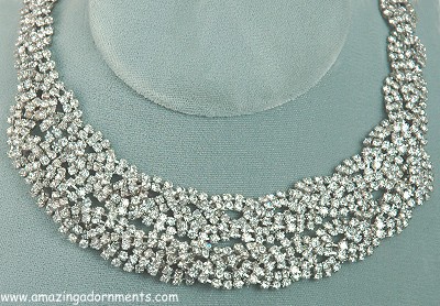 Woven Rhinestone Necklace Signed WEISS from the 1950s