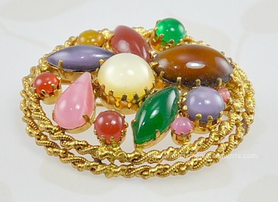 Remarkable Vintage Signed MADE IN AUSTRIA Brooch with Colored Stones