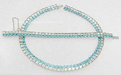 Beautiful Art Deco Channel Set Rhinestone Bracelet and Necklace Set