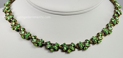 Sparkling Signed HOLLYCRAFT CORP 1953 Green Rhinestone Necklace