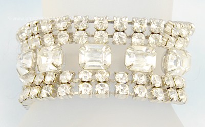 Luxurious Vintage Five Row Crystal Clear Rhinestone Bracelet