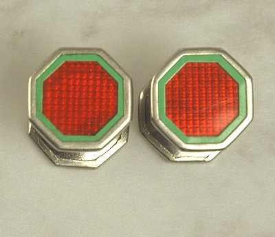 Snazzy Art Deco Era Snap Cufflinks Signed BAER and WILDE