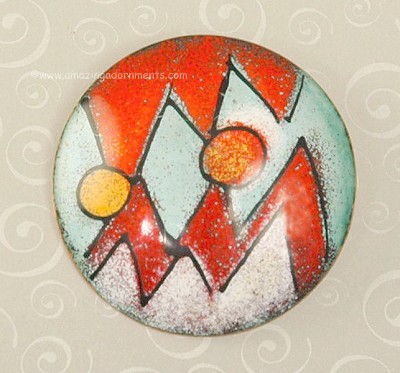 VIRGIL CANTINI Vibrant Enamel over Copper Brooch