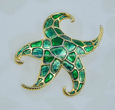 Tantalizing Vintage Enamel Starfish Figural Brooch Signed and Numbered BOUCHER
