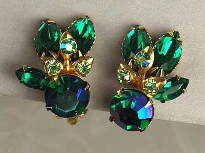 Bodacious Rhinestone Earrings Signed BEAUJEWELS