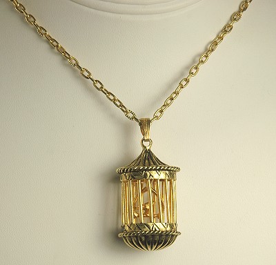 Solid Perfume Holder Bird Cage Necklace