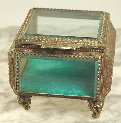 Lovely Antique Casket Style Trinket Jewelry Dresser Box