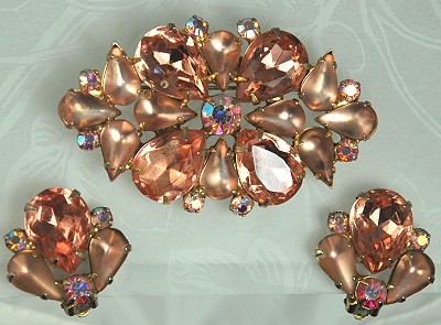 Attractive Large Rhinestone Demi Signed GARNE