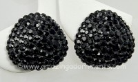 Glamorous Domed Black Crystal Earrings Signed JAMES ARPAD