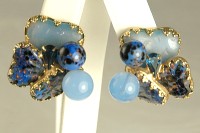 Beautiful Blue Glass Earrings Signed JEWELS by JULIO