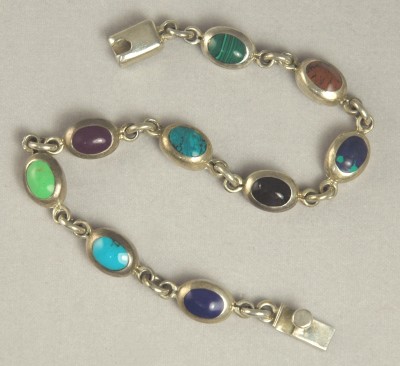 TAXCO Sterling and Stone Bracelet: Signed