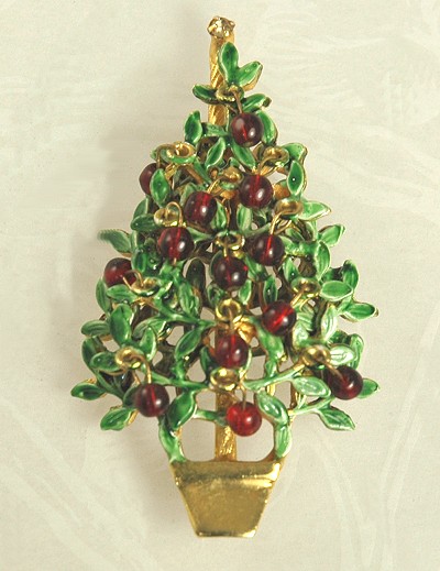 ORIGINAL by ROBERT Dangle Ornament Christmas Tree Pin~  BOOK PIECE