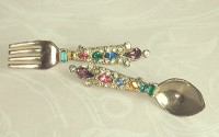 Rhinestone Studded Spoon and Fork Pins~  BOOK PIECE