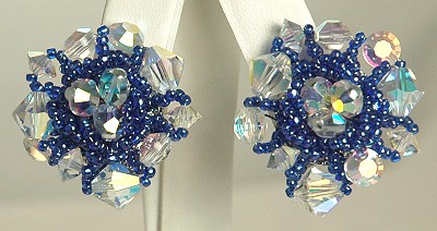 Vivacious VENDOME Wired Aurora Borealis Crystal and Seed Bead Earrings