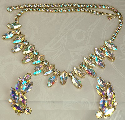 Supremely Sparkly Aurora Borealis Rhinestone Demi Parure Signed WEISS