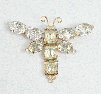 Significant 1940s Vintage Sterling and Clear Rhinestone Dragonfly Pin Signed CORO