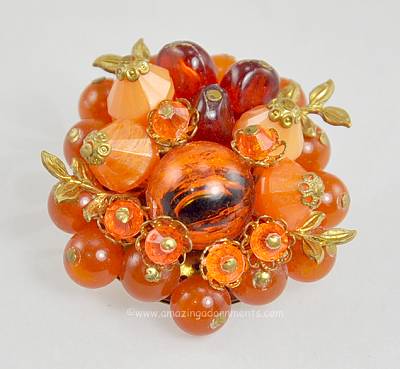 Powerful Vintage Wired and Tipped Bead Brooch Signed MADE IN GERMANY