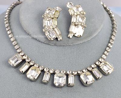 Glamorous Vintage Crystal Rhinestone Necklace and Earring Set Signed WEISS