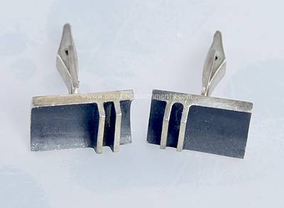 Reserved Modernist Sterling Silver Asymmetrical Cufflinks Signed ESTHER LEWITTES