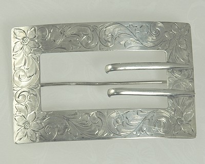 VICTORIAN UNGER BROTHERS Large Sterling Silver Sash Buckle Pin