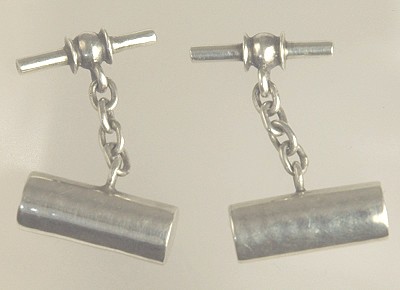 Handsome Vintage Sterling Silver Chain Cufflinks