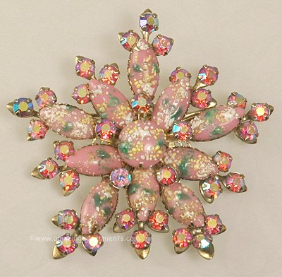 Vintage Signed CATHE Brooch with Flamboyant Speckled Easter Egg Stones