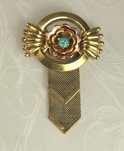 Tasteful Gold Filled and Mesh Brooch or Pendant/Watch Pin Signed HARRY ISKIN
