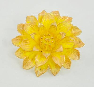 Graceful Vintage Celluloid Chrysanthemum Flower Brooch