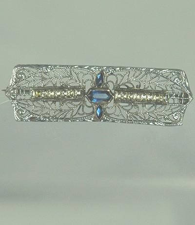 Early BEAUCRAFT Sterling Silver Bar Pin with Rhinestones