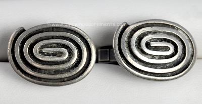 Important Modernist Navajo Sterling Silver Cufflinks Signed KENNETH BEGAY