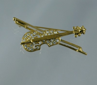 Newer TRIFARI Rhinestone Violin Pin